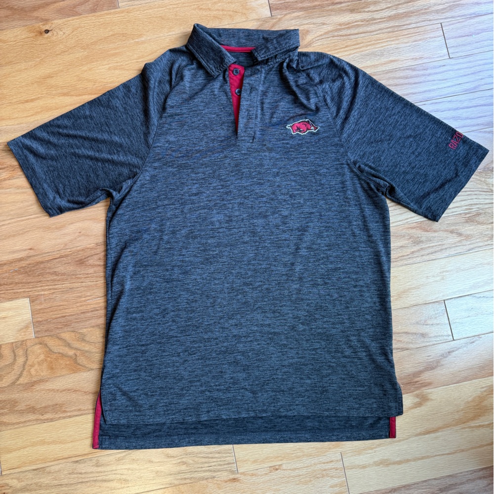 Men's University of Arkansas Razorback dryfit polo from under armor